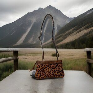 NWT JUSTIN CROSSBODY / Clutch BAG SMALL COLOR TAN & BROWN Animal Print Logo West